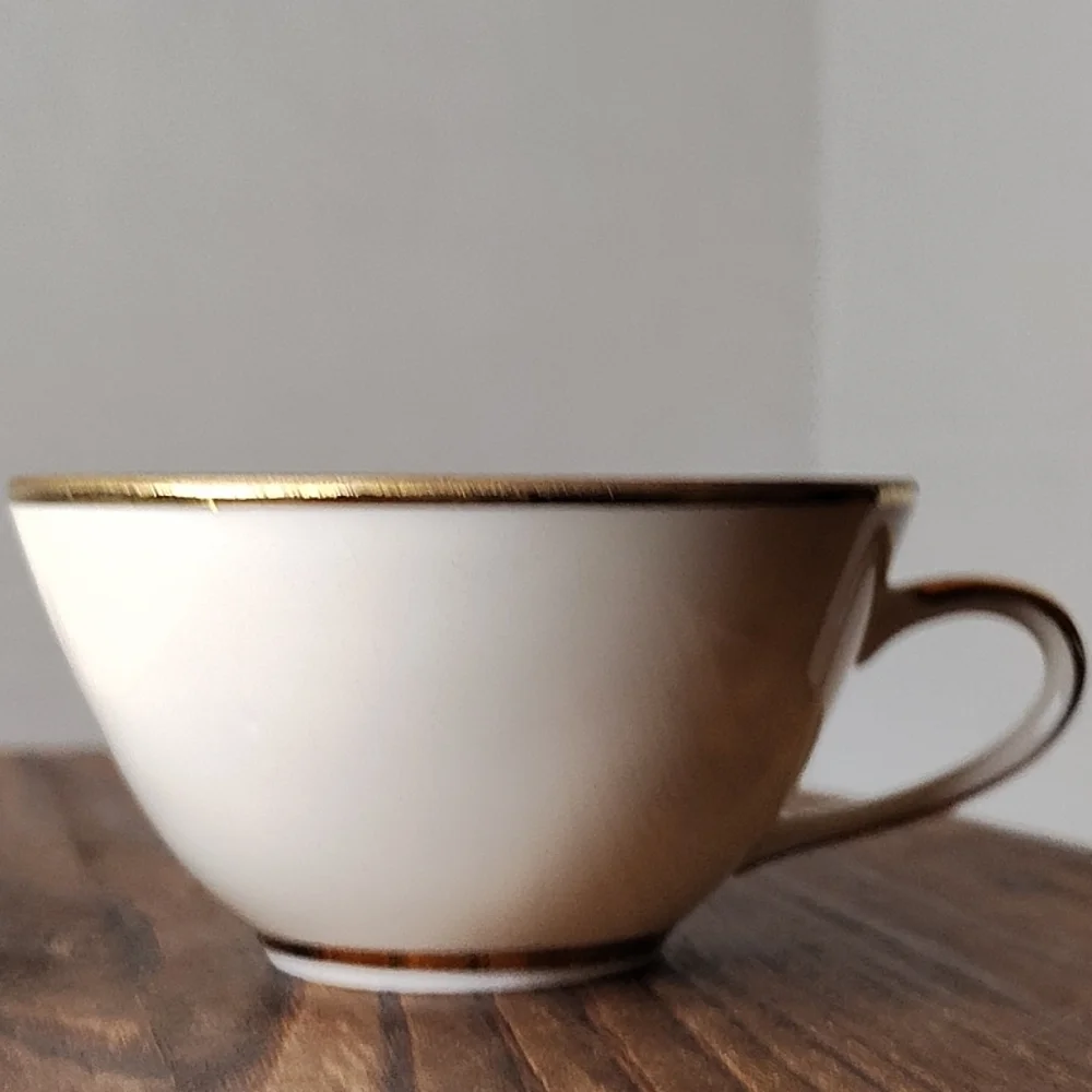 Winterling Bavaria Germany Floral Cup & Saucer Small Gold Flowers Spots Vintage